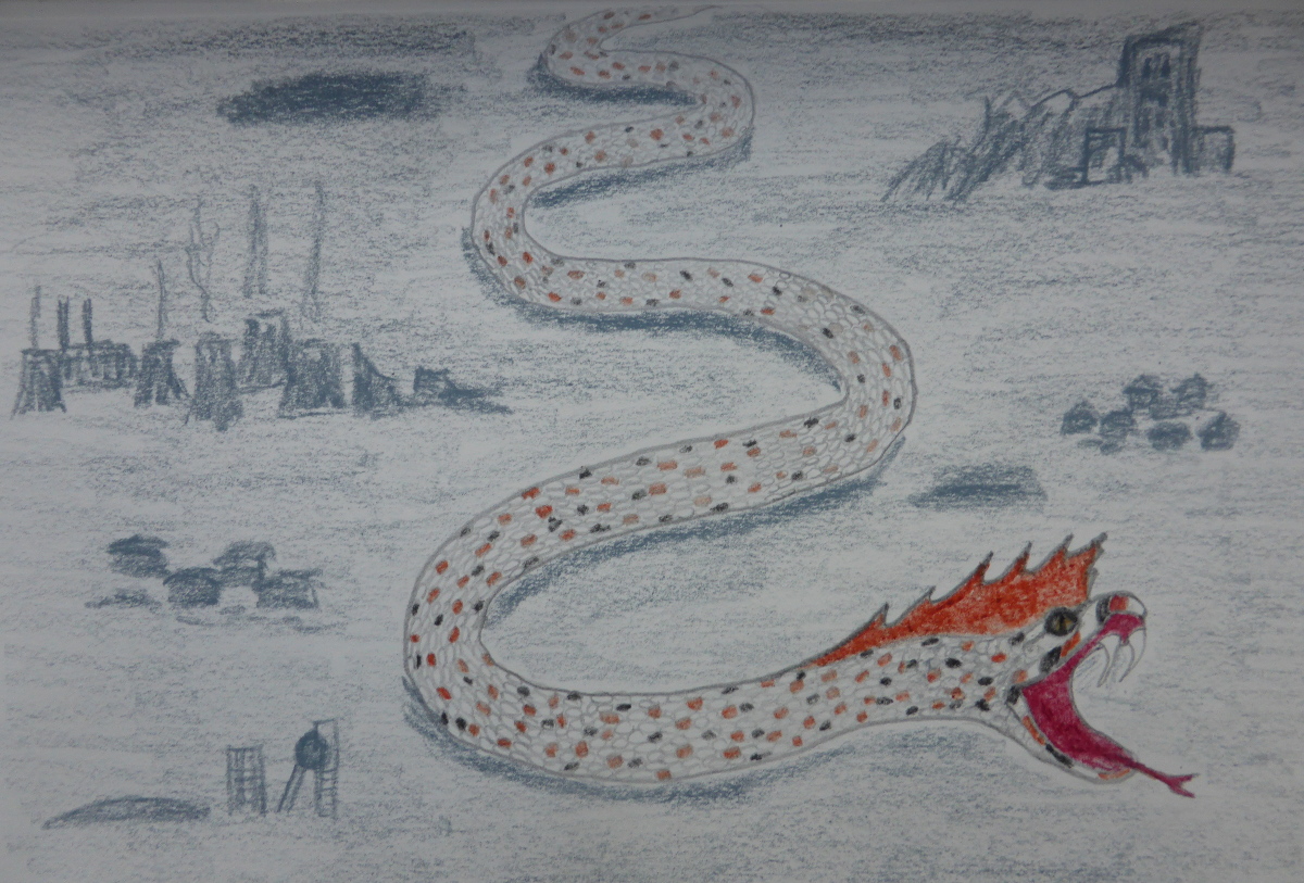 A Speckled Crested Snake Large